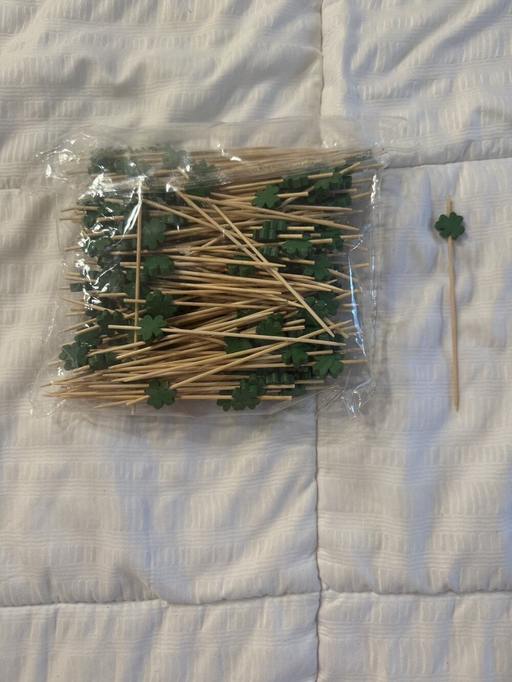 Lot of 138 St. Patrick's Day Clover Skewers Green Party Shamrock Toothpicks